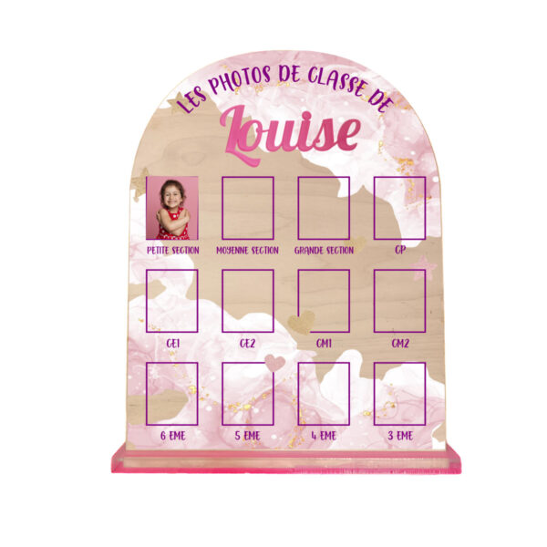 Pancarte Photo de classe Aquarelle rose