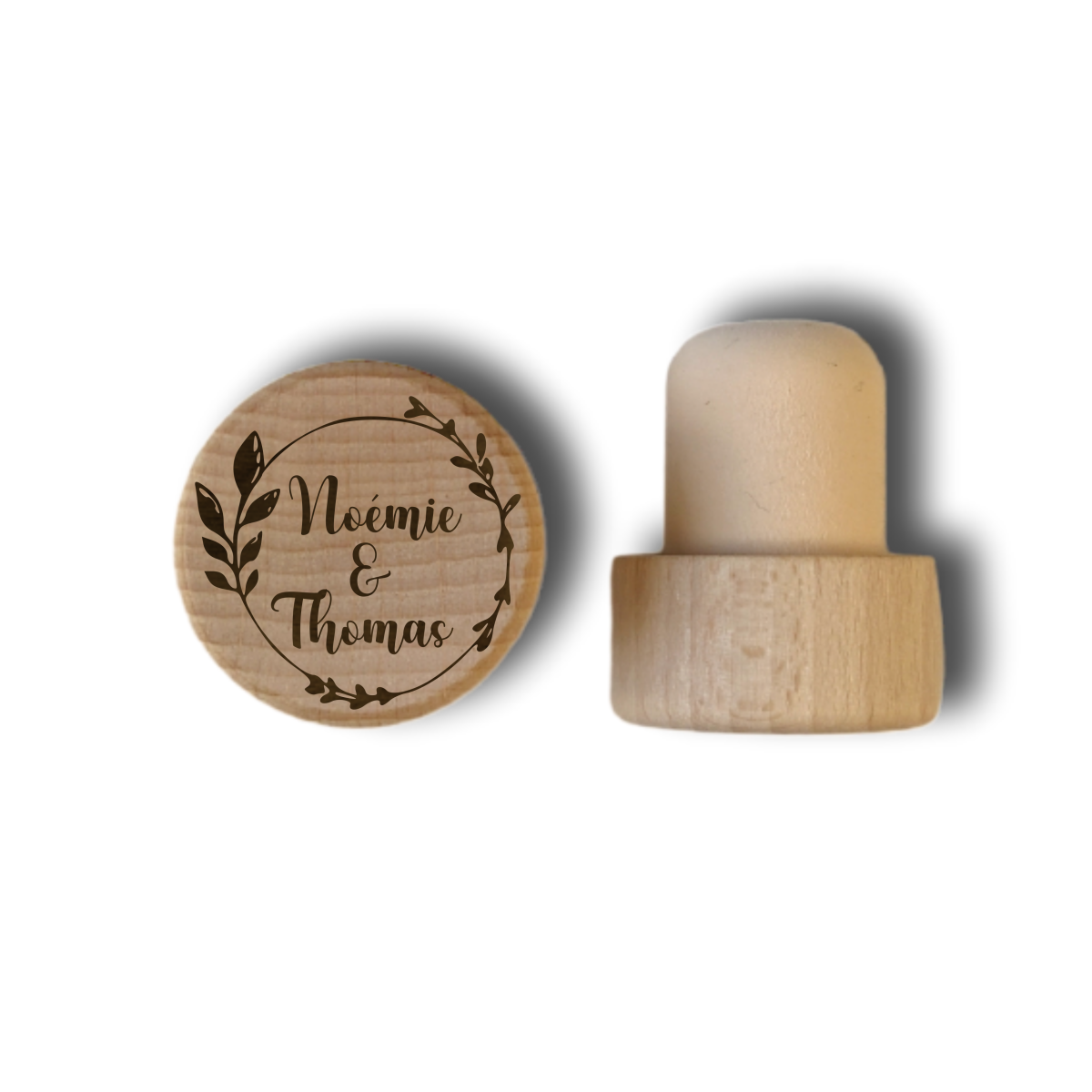 Bouchon tête en bois - ”Couronne floral”
