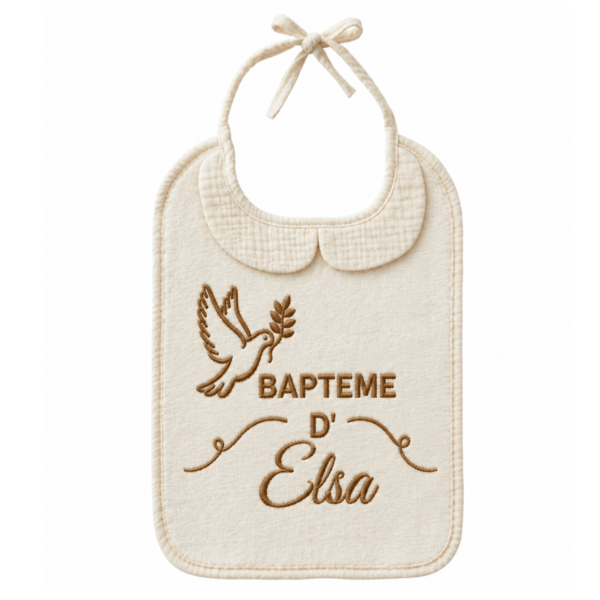 Bavoir bambou et gaze de coton – ”Colombes”